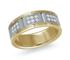 JONC EN OR 14K ET TANTALE SERTI DE DIAMANTS