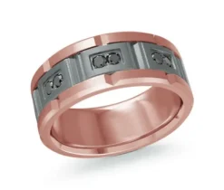 JONC EN TANTALE ET OR 14K SERTI DE DIAMANTS BLANCS OU NOIRS