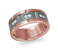 JONC EN TANTALE ET OR 14K SERTI DE DIAMANTS BLANCS OU NOIRS