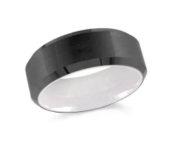 JONC EN TUNGSTÈNE /PVD NOIR ET PVD BLANC À LpiINTÉRIEUR CONFORT FIT