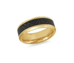 JONC EN TUNGSTÈNE/PVD OR ET NOIR CONFORT FIT