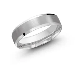 JONC HOMME EN OR 10K BLANC 7MM DE LARGEUR