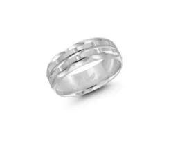 JONC POUR HOMME EN OR 10K BLANC TAILLE DIAMANT CONFORT