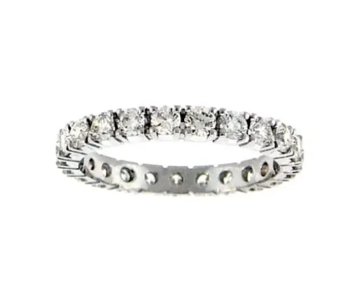 JONC ÉTERNITÉ EN OR 14K BLANC SERTI DE CUBIQUES ZIRCONIAS