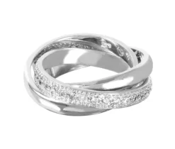 3 JONCS ENTRELACÉS EN ARGENT RHODIÉ SERTIS DE CUBIQUES ZIRCONIAS