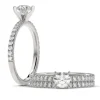 MAGNIFIQUE BAGUE EN OR 14K BLANC SERTIE DpiUN DIAMANT DE LABORATOIRE ET DE DIAMANTS