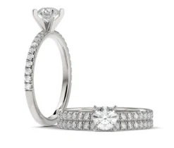 MAGNIFIQUE BAGUE EN OR 14K BLANC SERTIE DpiUN DIAMANT DE LABORATOIRE ET DE DIAMANTS