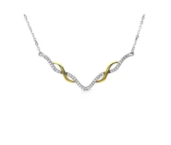 MAGNIFIQUE COLLIER EN ARGENT RHODIÉ/PVD OR SERTI DE CUBIQUES ZIRCONIAS