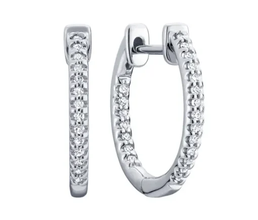 MAGNIFIQUES BOUCLES HUGGIES EN OR 10K SERTIES DE DIAMANTS