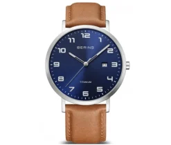 MONTRE BERING POUR HOMME EN TITANE AVEC BRACELET CUIR