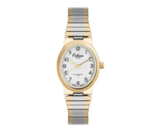 MONTRE DAME ORLEAN OVALE EN ACIER/PVD OR 2 TONS