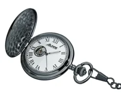 MONTRE DE POCHE MÉCANIQUE EN ACIER PVD NOIR