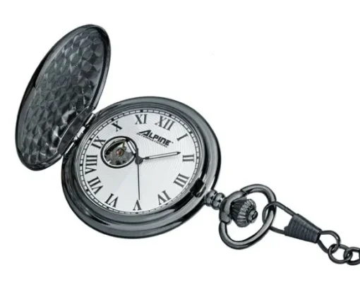 MONTRE DE POCHE MÉCANIQUE EN ACIER PVD NOIR