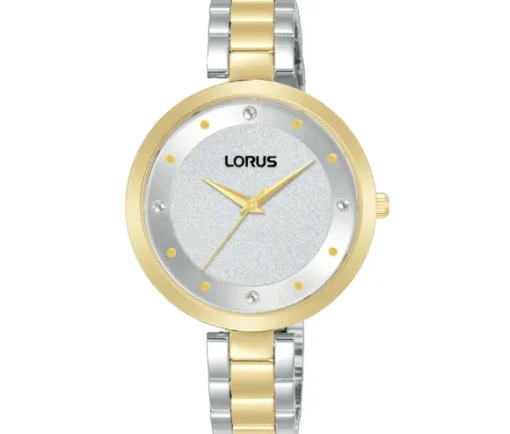 MONTRE LORUS POUR DAME EN ACIER/PVD OR 2 TONS SERTIE DE CRISTAUX