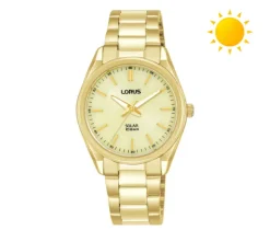MONTRE LORUS POUR DAME SOLAIRE EN ACIER/PVD OR