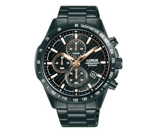 MONTRE LORUS POUR HOMME CHRONOGRAPHE EN ACIER/PVD NOIR
