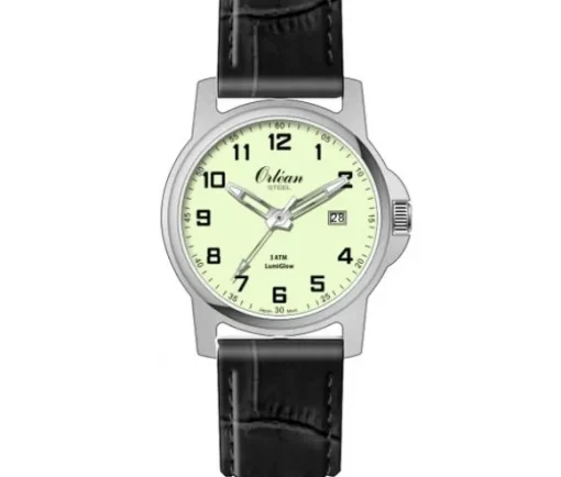 MONTRE ORLEAN ACIER LUMIGLOW CUIR NOIR