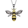 PENDENTIF ABEILLE EN ARGENT RHODIÉ ET PVD OR SERTI DE CUBIQUES ZIRCONIAS