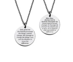 PENDENTIF ACIER PRIÈRE SÉRÉNITÉ 20+2po