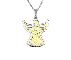 PENDENTIF ANGE EN ARGENT RHODIÉ/PVD OR 2 TONS