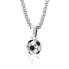 PENDENTIF BALLON DE SOCCER EN ACIER/PVD NOIR 2 TONS