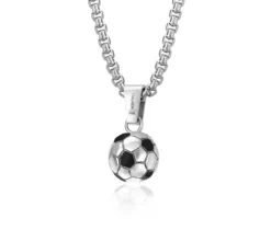 PENDENTIF BALLON DE SOCCER EN ACIER/PVD NOIR 2 TONS