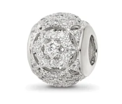 PENDENTIF BOULE DE FEU EN ARGENT RHODIÉ SERTI DE CUBIQUES ZIRCONIAS