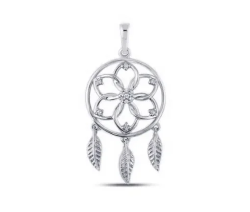PENDENTIF CAPTEUR DE RÊVE EN OR SERTI DE DIAMANTS