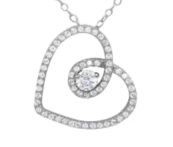 PENDENTIF COEUR AJOURÉ EN ARGENT RHODIÉ SERTI DE CUBIQUES ZIRCONIAS