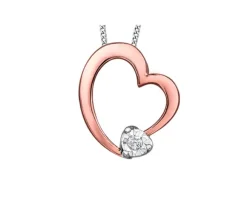 PENDENTIF COEUR AJOURÉ EN OR SERTI DpiUN DIAMANT