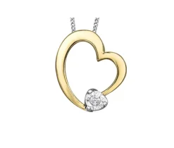 PENDENTIF COEUR AJOURÉ EN OR SERTI DpiUN DIAMANT