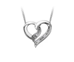 PENDENTIF COEUR AJOURÉ EN OR BLANC SERTI DE DIAMANTS