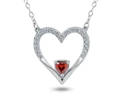 PENDENTIF COEUR AJOURÉ EN ARGENT RHODIÉ SERTI DE CUBIQUES ZIRCONIAS