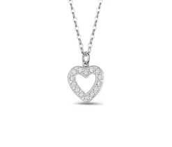 PENDENTIF COEUR AJOURÉ EN ACIER SERTI DE CUBIQUES ZIRCONIAS