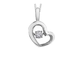 PENDENTIF COEUR AJOURÉ EN OR SERTI DpiUN DIAMANT DANSANT