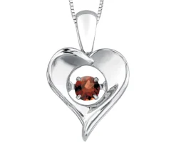 PENDENTIF COEUR EN ARGENT SERTI DpiUNE PIERRE DE NAISSANCE DANSANTE