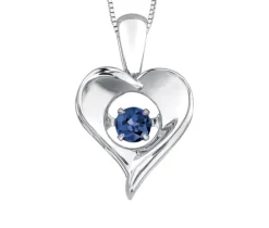 PENDENTIF COEUR EN ARGENT SERTI DpiUNE PIERRE DE NAISSANCE DANSANTE