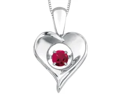 PENDENTIF COEUR EN ARGENT SERTI DpiUNE PIERRE DE NAISSANCE DANSANTE