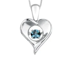 PENDENTIF COEUR EN ARGENT SERTI DpiUNE PIERRE DE NAISSANCE DANSANTE