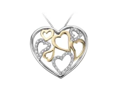 PENDENTIF COEUR EN OR 2 TONS SERTI DE DIAMANTS