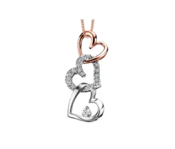 PENDENTIF COEUR EN OR 2 TONS SERTI DE DIAMANTS