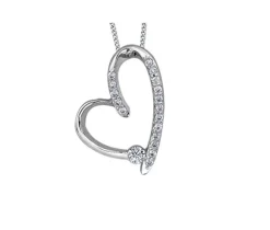 PENDENTIF COEUR EN OR 10K BLANC SERTI DpiUN DIAMANT CANADIEN ET DE DIAMANTS