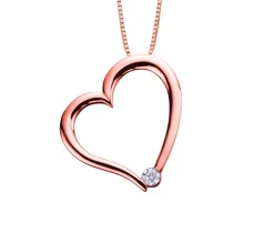 PENDENTIF COEUR EN OR 10K SERTI DpiUN DIAMANT CANADIEN