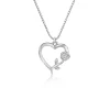 PENDENTIF COEUR/ROSE AJOURÉ EN ARGENT RHODIÉ