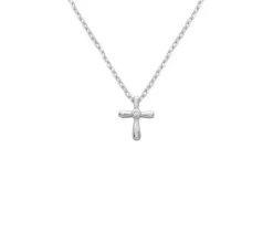 PENDENTIF CROIX EN ARGENT RHODIÉ SERTI DpiUN CUBIQUE ZIRCONIA