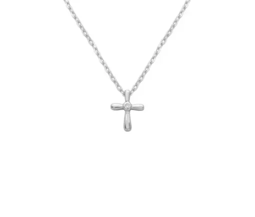 PENDENTIF CROIX EN ARGENT RHODIÉ SERTI DpiUN CUBIQUE ZIRCONIA
