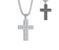 PENDENTIF CROIX RÉVERSIBLE SERTI DE CUBIQUES ZIRCONIAS