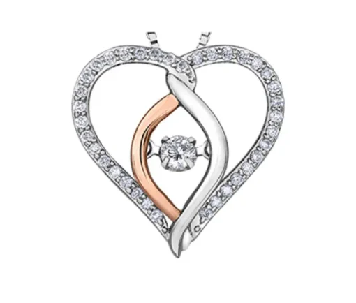 Pendentif Cœur en Or 10k avec diamant canadien dansant