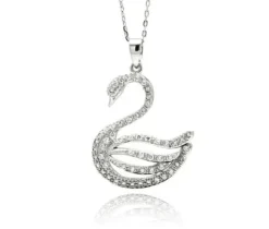 PENDENTIF CYGNE EN ARGENT RHODIÉ SERTI DE CUBIQUES ZIRCONIAS