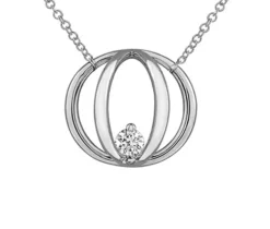 PENDENTIF DIAMANT EN CAGE EN OR BLANC SERTI DpiUN DIAMANT CANADIEN